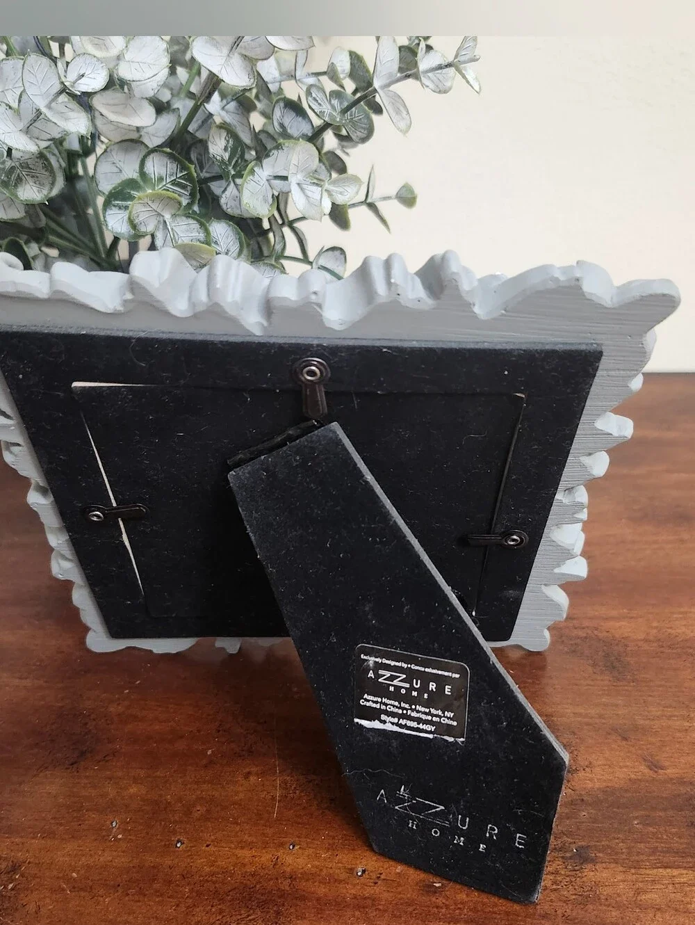 Azzure Home Ornate Photo Frame Gray Carved-Styled Resin Decorative Square 4x4